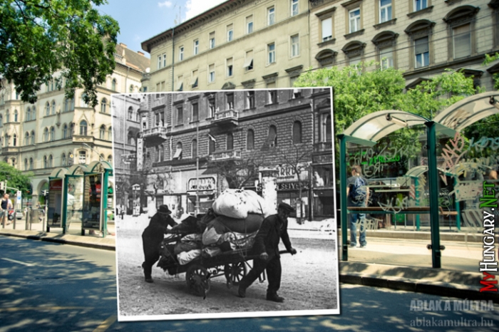 Budapest, VII Erzsébet körút páratlan oldala, háttérben Wesselényi utca sarok